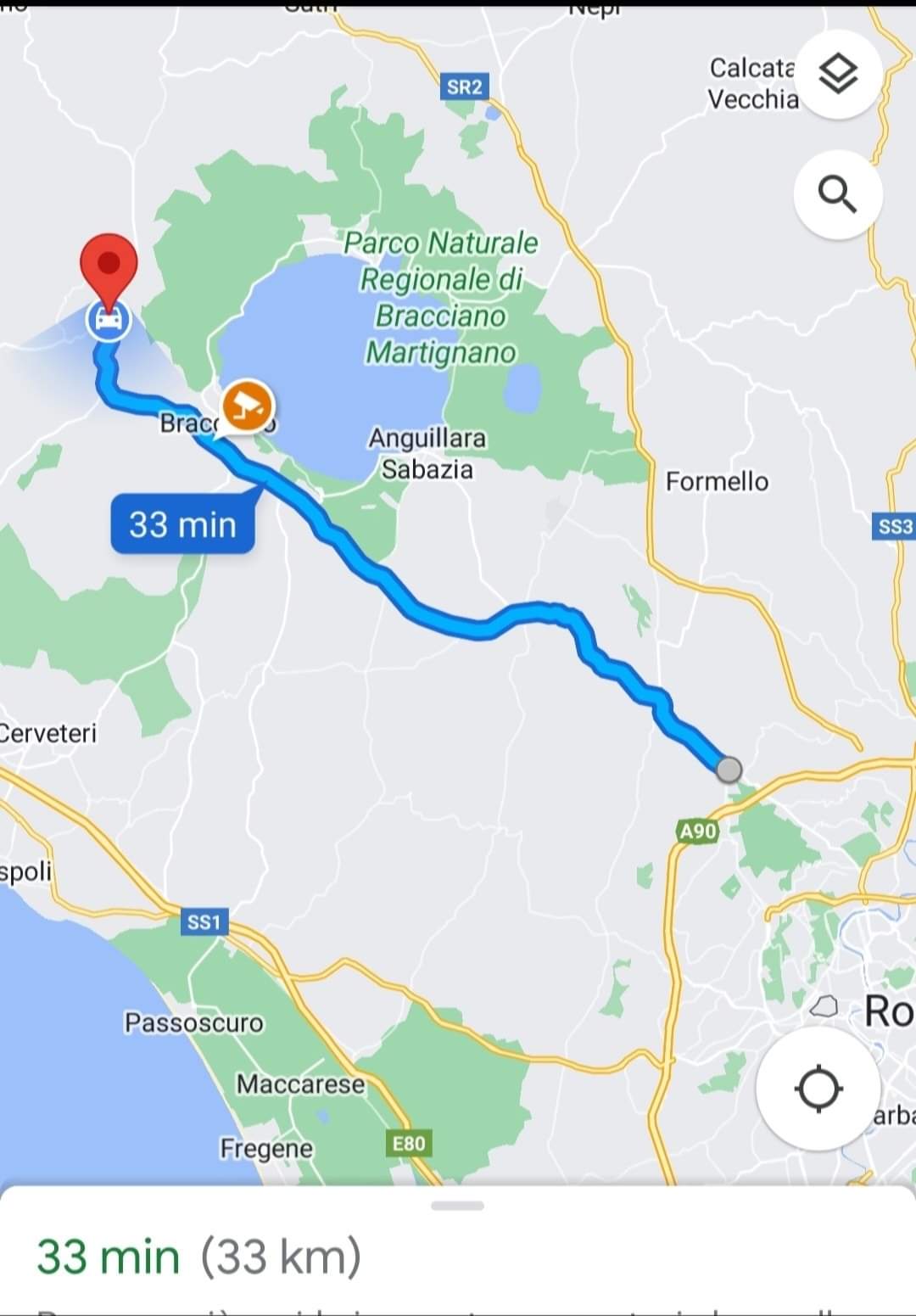 il percorso da Roma Nord a La Residenza "La Quinta Stagione"
